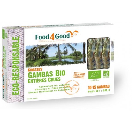 Gambas bio entières crues 500 gr Gambas bio entières crues 500 gr