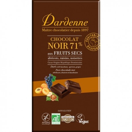 Tablette chocolat noir fruits secs 180 g Tablette chocolat noir fruits secs 180 g