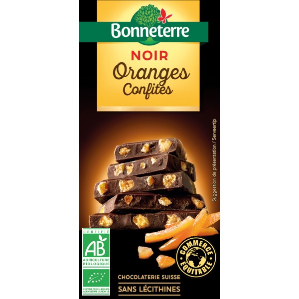 CHOCOLAT NOIR ORANGES CONFITES 100g CHOCOLAT NOIR ORANGES CONFITES 100g