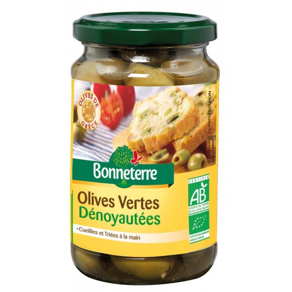 OLIVES VERTES DENOYAUTEES 160g OLIVES VERTES DENOYAUTEES 160g