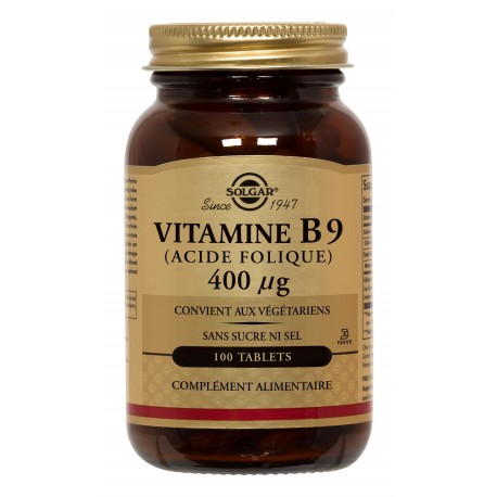 SOLGAR VITAMINE B9 400 µG 100 COMPRIMES SOLGAR VITAMINE B9 400 µG 100 COMPRIMES