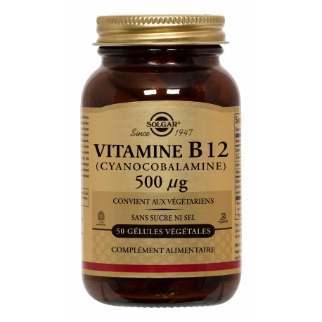 SOLGAR VITAMINE B12 (CYANOCOBALAMINE) 500 µG 50 GELULES VEGETALES SOLGAR VITAMINE B12 (CYANOCOBALAMINE) 500 µG 50 GELULES VEGETALES