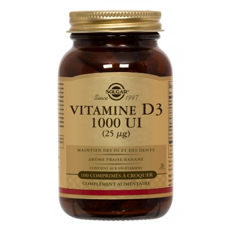 SOLGAR VITAMINE D3 1000 UI 100 COMPRIMES A CROQUER SOLGAR VITAMINE D3 1000 UI 100 COMPRIMES A CROQUER