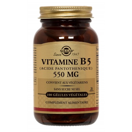 SOLGAR VITAMINE B5 550 MG 100 GELULES VEGETALES SOLGAR VITAMINE B5 550 MG 100 GELULES VEGETALES
