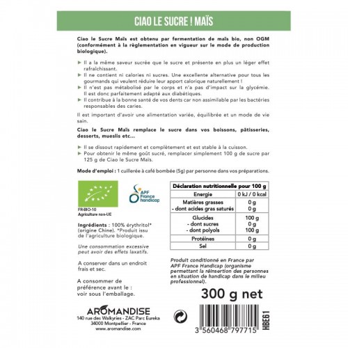 ERYTHRITOL FERMENTATION de MAÏS   300g