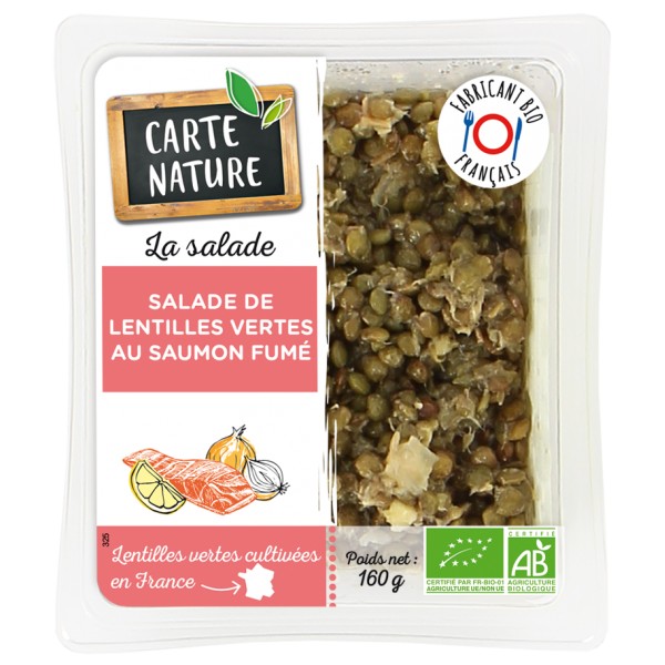 SALADE LENTILLES VERTES SAUMON FUME 160g SALADE LENTILLES VERTES SAUMON FUME 160g