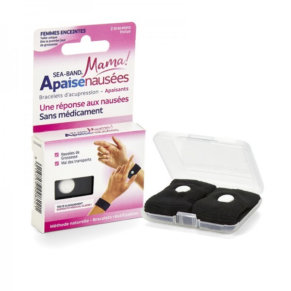 BRACELET ANTI-NAUSEES GROSSESSE GRIS  x2