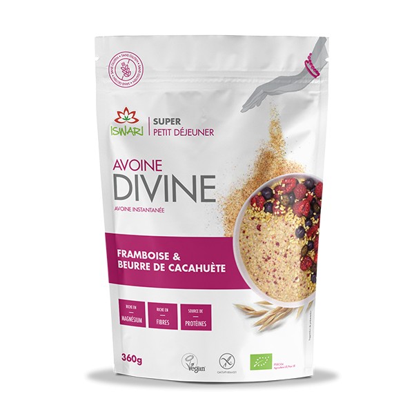 AVOINE DIVINE FRAMBOISE/BEURRE CACAH360g AVOINE DIVINE FRAMBOISE/BEURRE CACAH360g