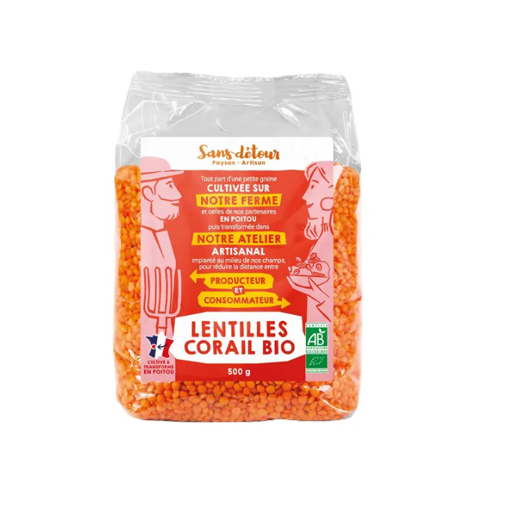 LENTILLES CORAIL 100% FRANCE grains 500g LENTILLES CORAIL 100% FRANCE grains 500g
