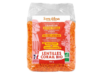 LENTILLES CORAIL 100% FRANCE grains 500g